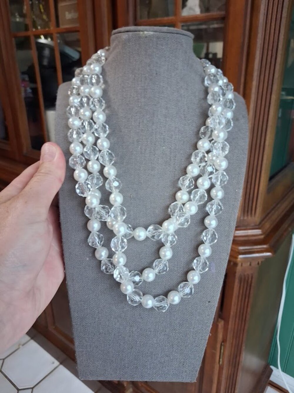 Clear Multistrand beaded necklace